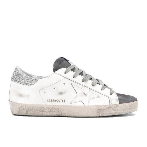 Golden Goose - Superstar Sneaker in DARK GREY suede, WHITE leather & glitter - Picture 2 of 8
